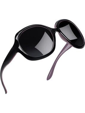 Women's Purple Black Polarized UV Protection Sun Glasses Big Wide Shades Driving